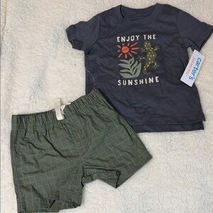 Carter's Dark Blue Tee and Olive Shorts Set